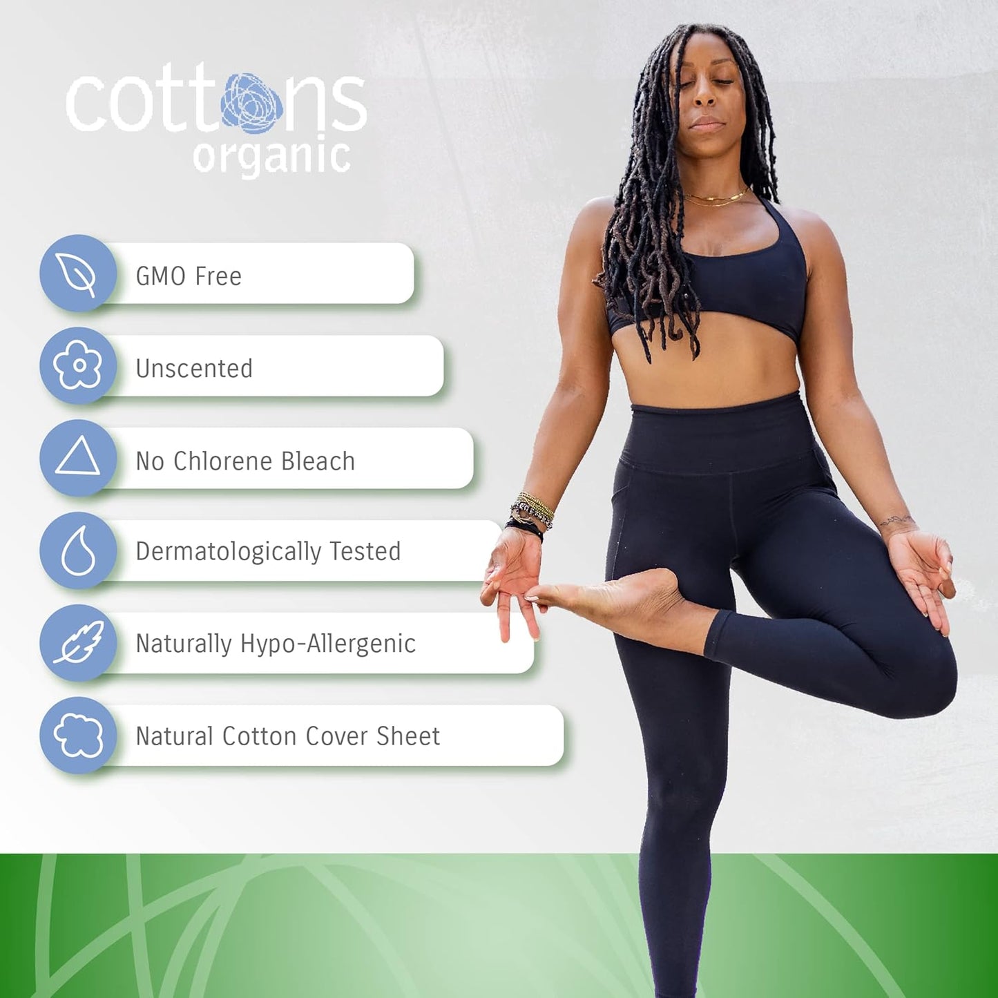 Cottons Organic 100% Natural Cotton Coversheet, Maternity Pads with Wings, Heavy, Unscented - 10 Pads