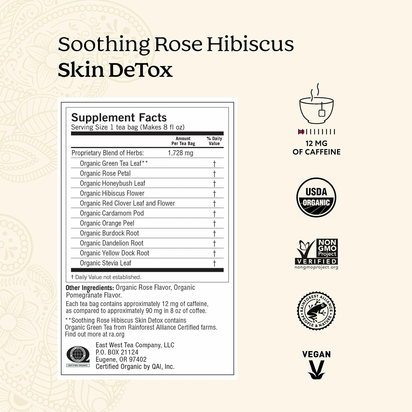 Yogi Tea Soothing Rose Hibiscus Skin Detox Supports a Healthy Glow 16 Tea bags