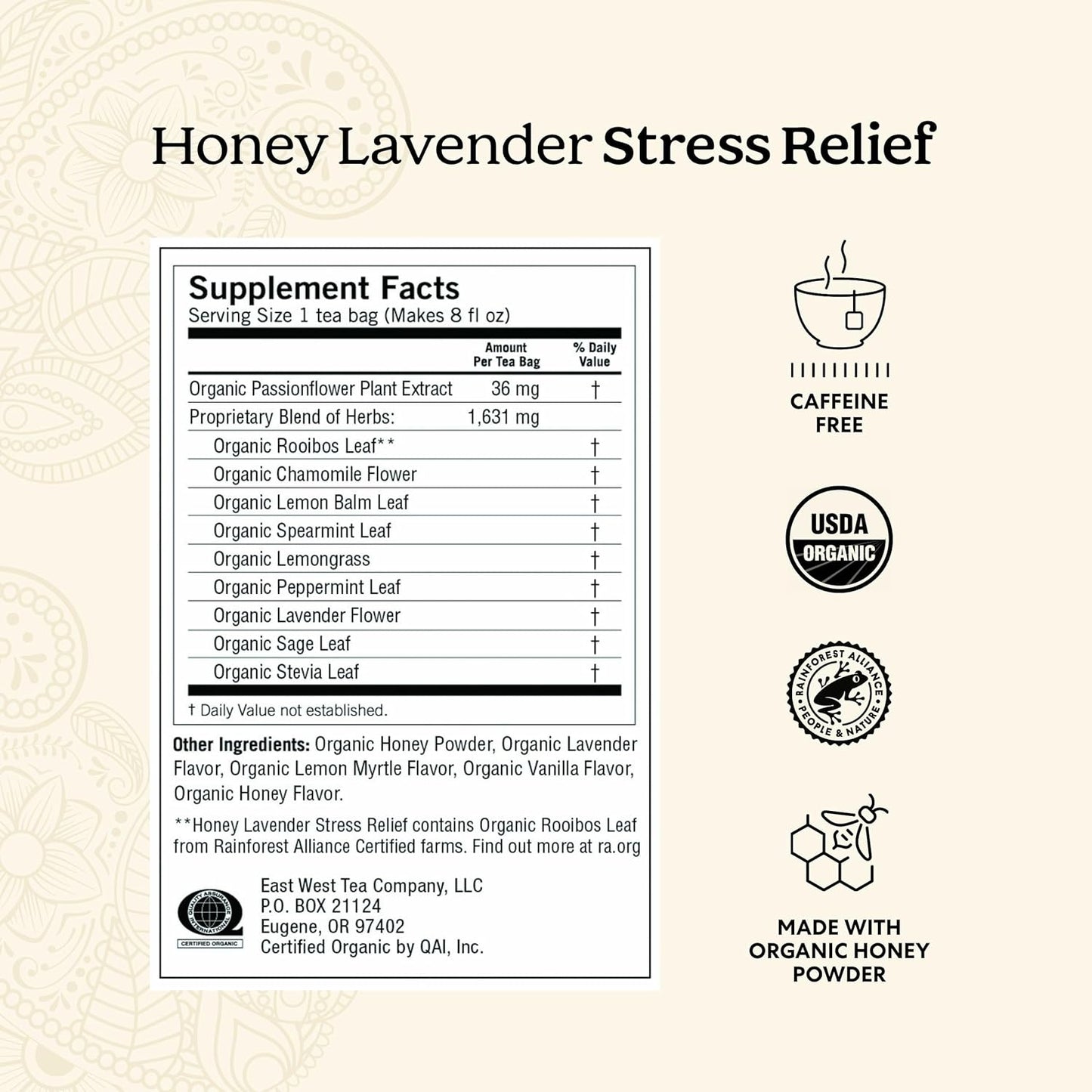 Yogi Tea Stress Relief Honey Lavender Soothing Serenity Blend 16 Tea bags