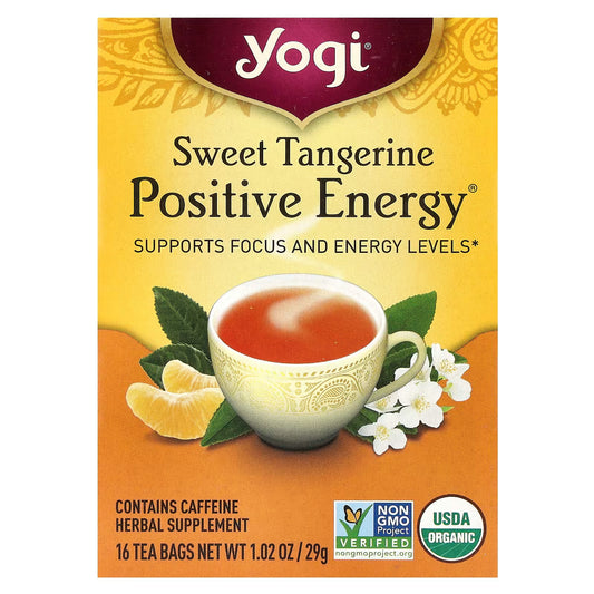 Yogi Tea Positive Energy Sweet Tangerine Supports Focus and Energy Levels 16 tea bags