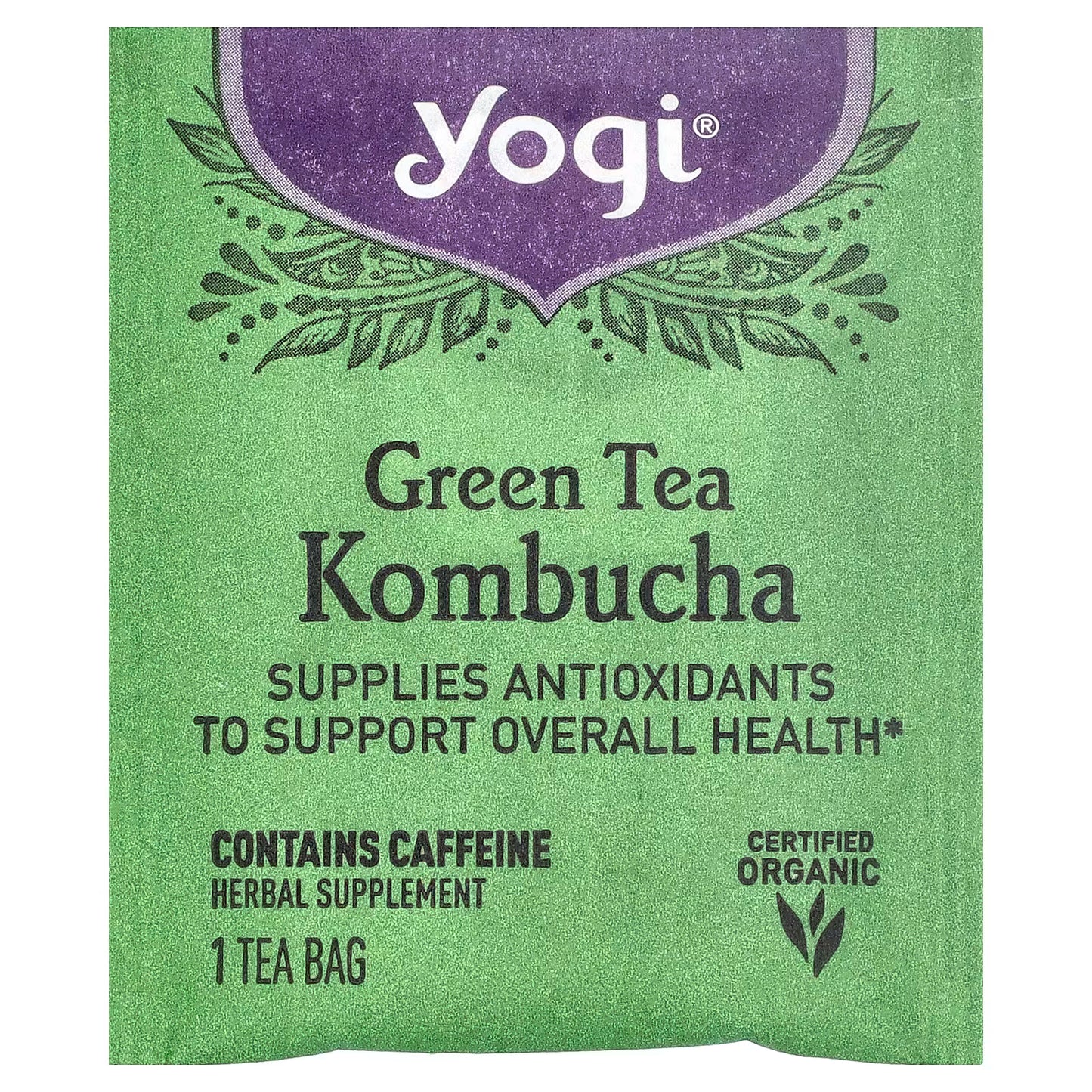 Yogi Green Tea Kombucha Supplies Antioxidants to Support Overall Health 16 Tea Bags