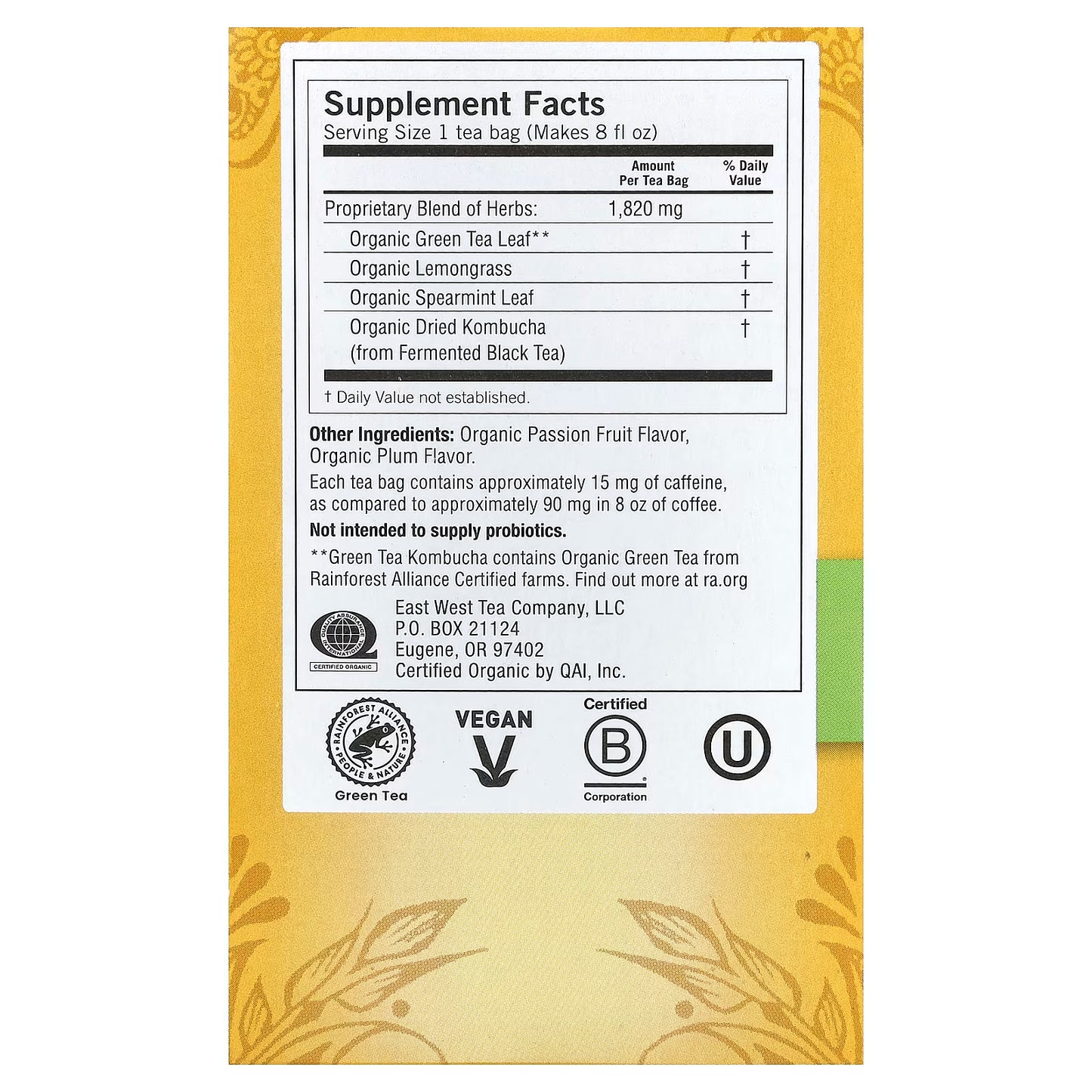 Yogi Green Tea Kombucha Supplies Antioxidants to Support Overall Health 16 Tea Bags