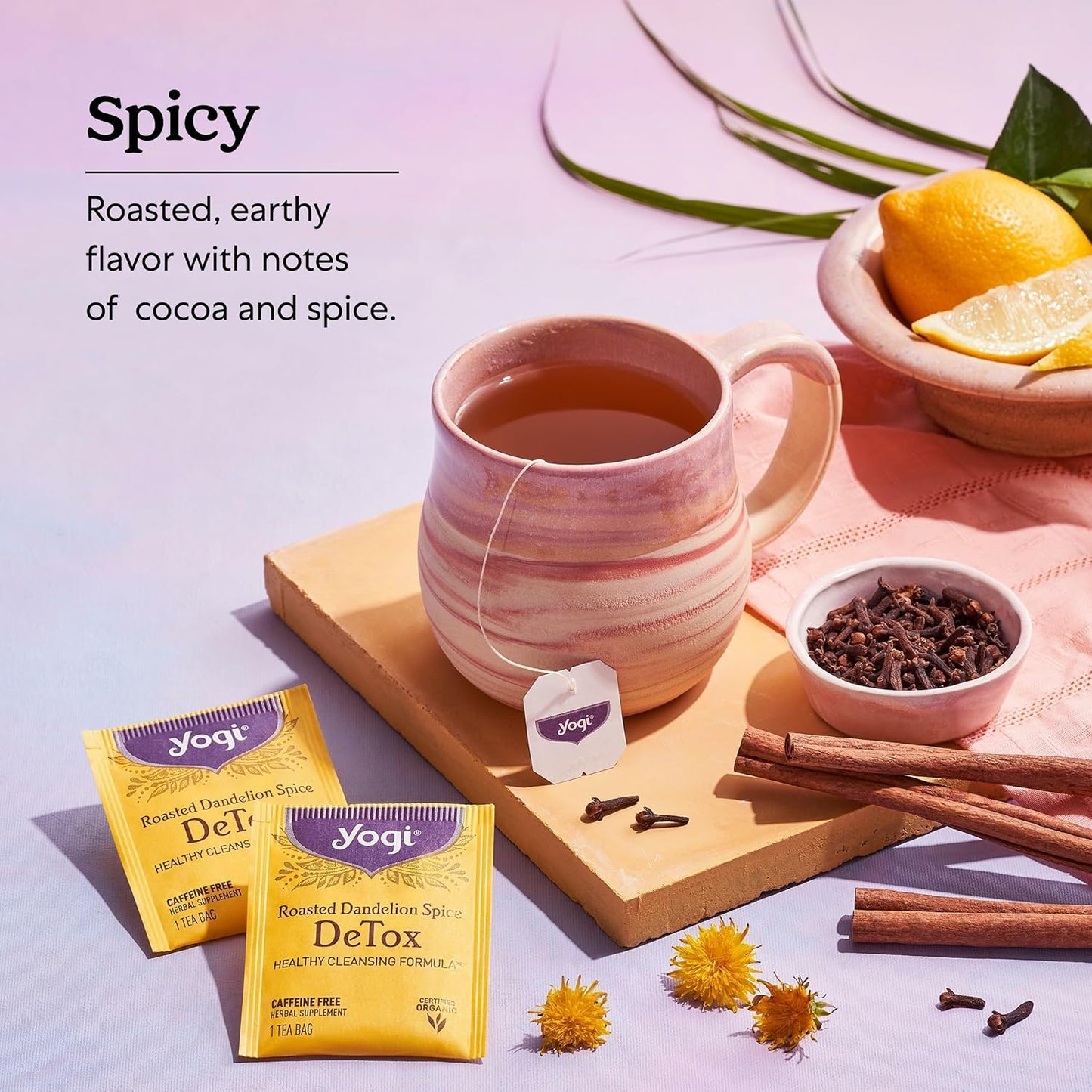 Yogi Tea Roasted Dandelion Spice Detox Healthy Cleansing Formula 16 Tea bags