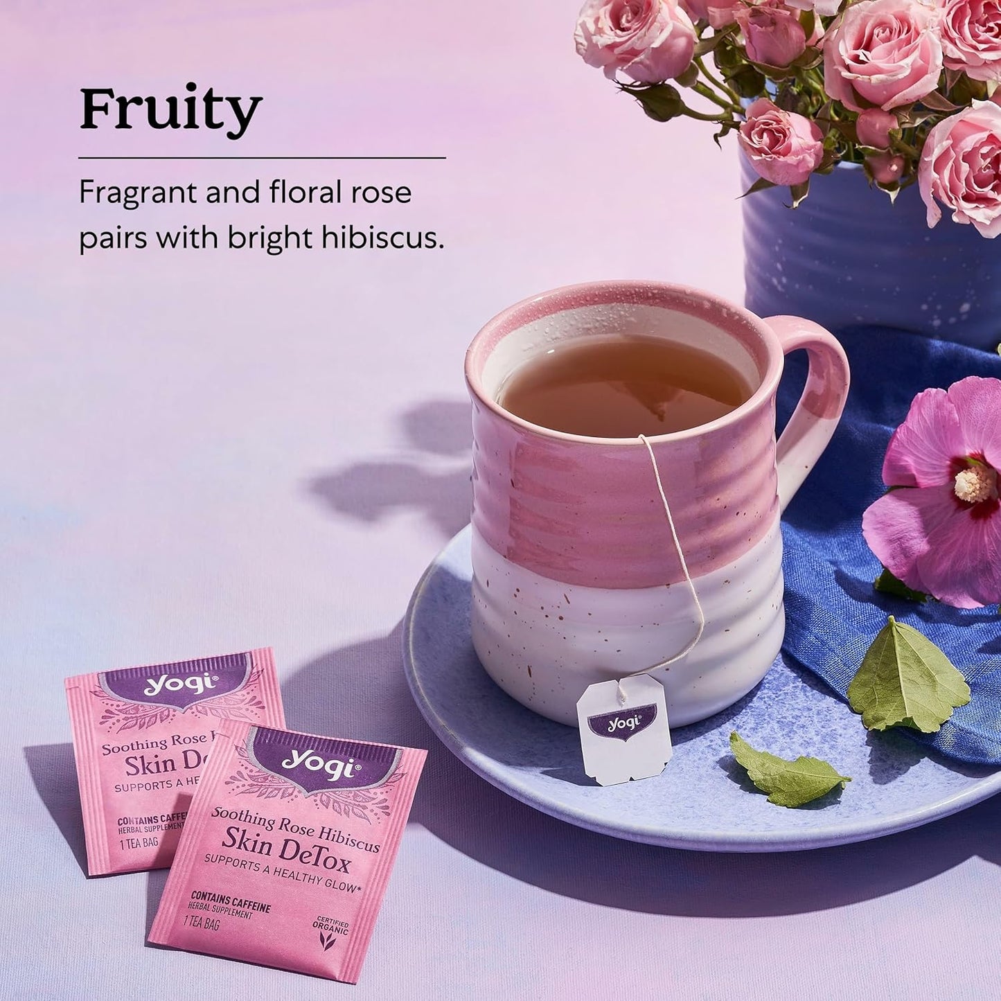 Yogi Tea Soothing Rose Hibiscus Skin Detox Supports a Healthy Glow 16 Tea bags
