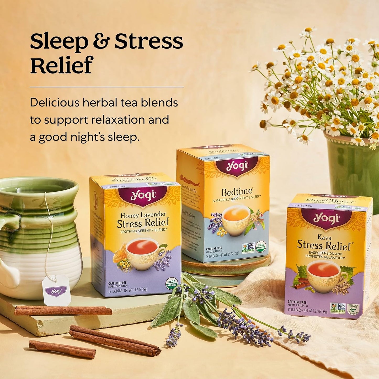 Yogi Tea Stress Relief Honey Lavender Soothing Serenity Blend 16 Tea bags