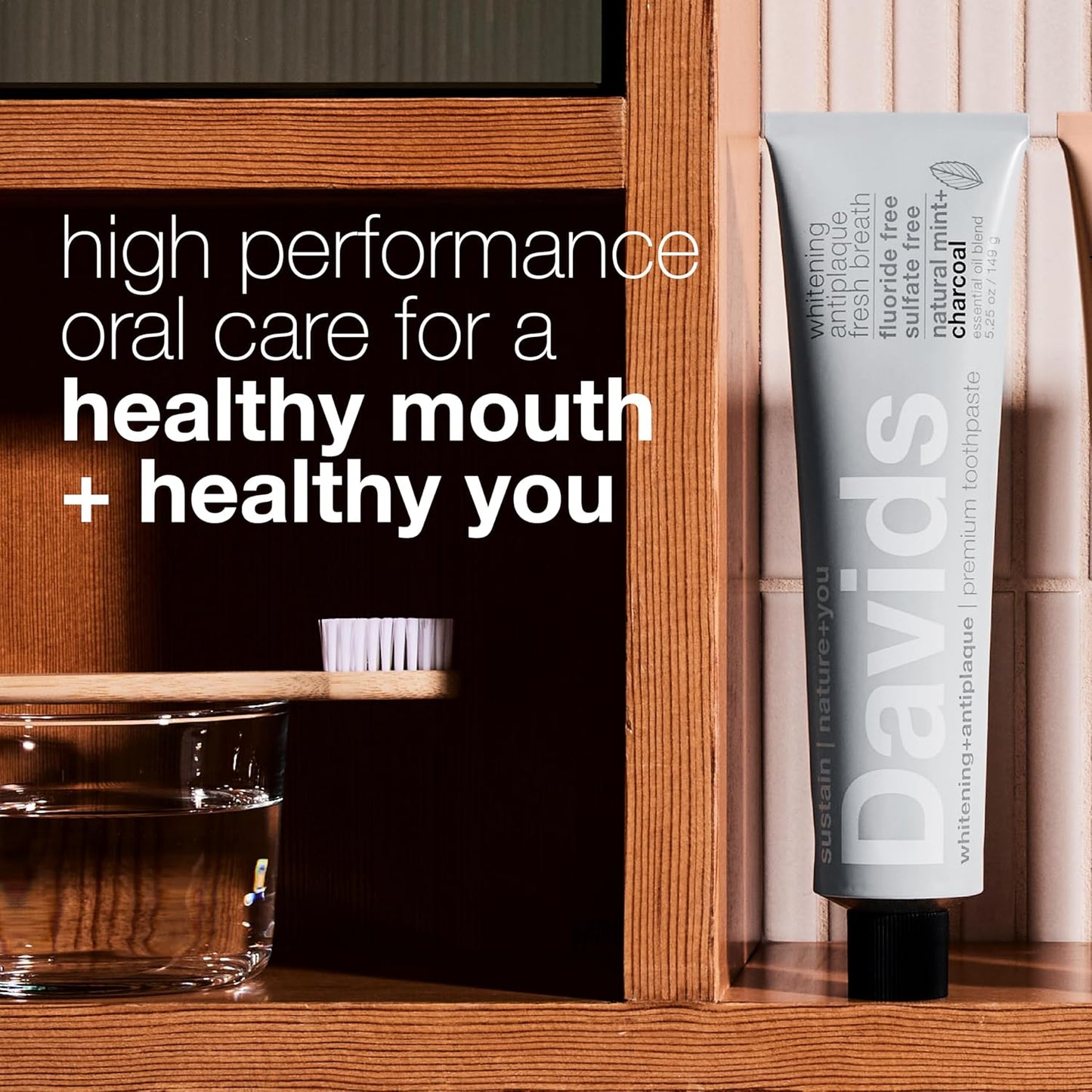 Davids Premium Toothpaste Whitening Antiplaque fresh breath / Natural Mint + Charcoal 50g