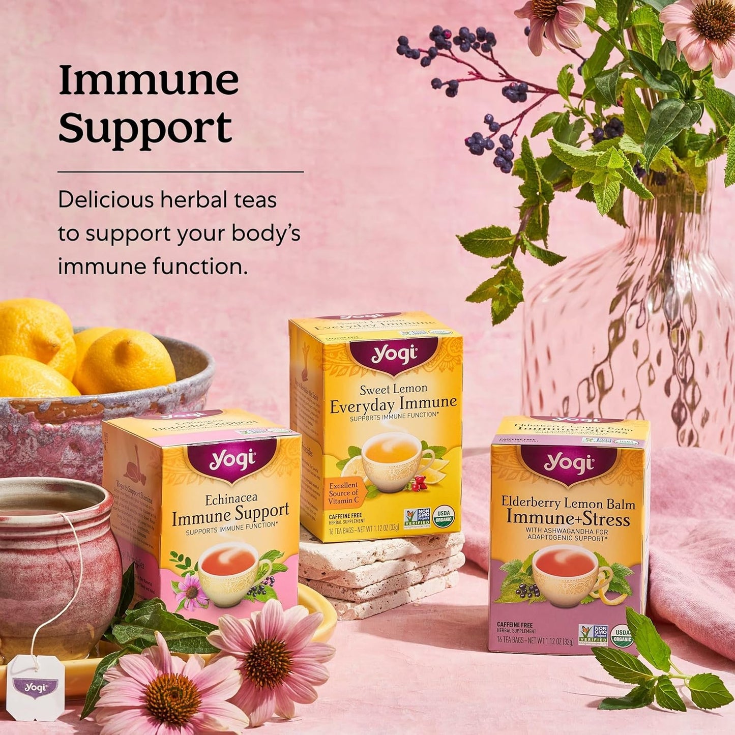 Yogi Tea Immune Support Echinacea Supports Immune Function 16 tea bags