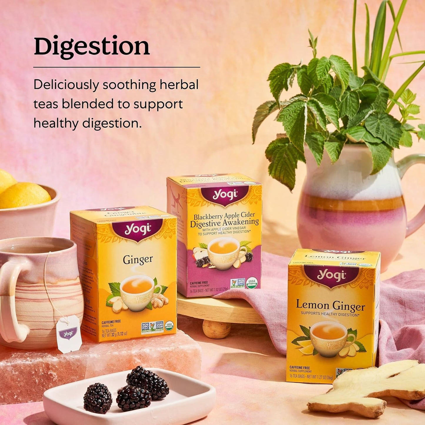 Yogi Tea Digestive Support Sweet Strawberry Supports Healthy Digestion 16 tea bags
