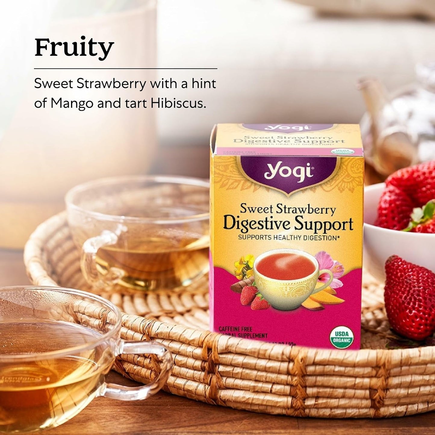 Yogi Tea Digestive Support Sweet Strawberry Supports Healthy Digestion 16 tea bags