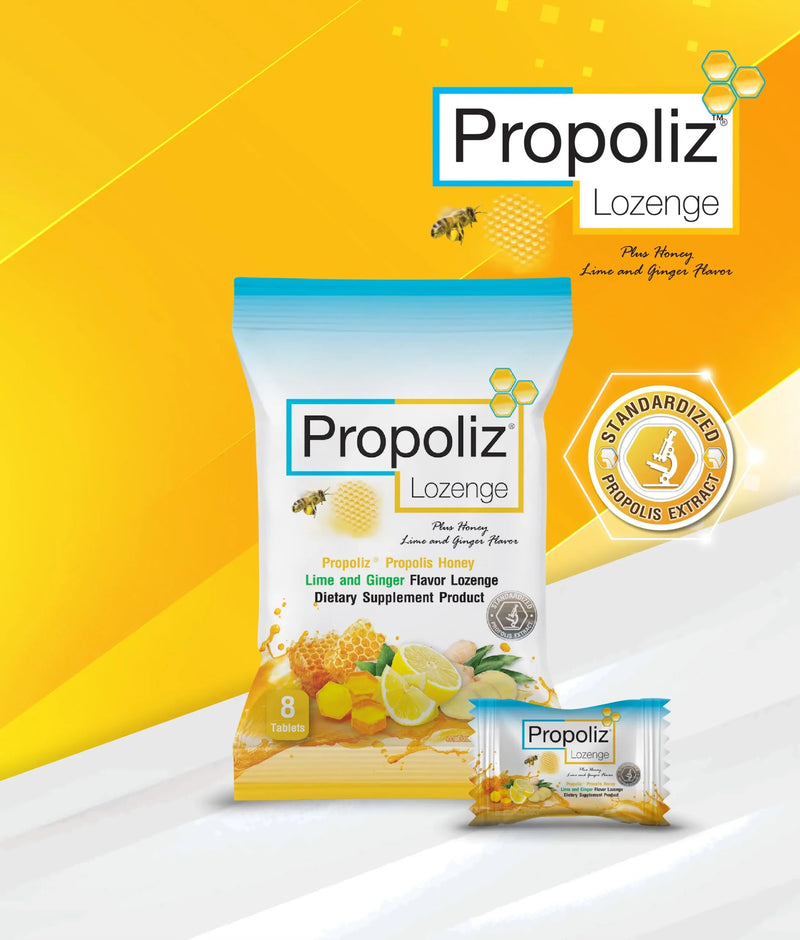 Propoliz Lozenge Plus Honey Lime and Ginger Flavor 8 Tablets