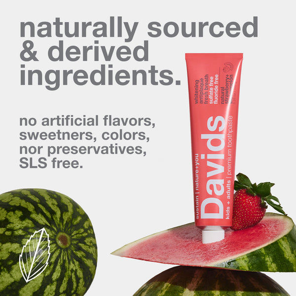 Davids Premium Toothpaste Whitening Antiplaque / Natural Strawberry + Watermelon 149G