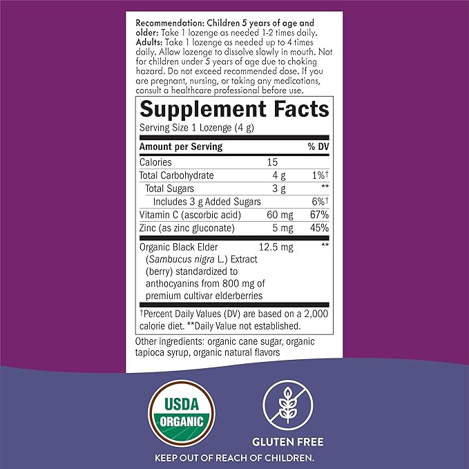 Nature's Way, Sambucus Elderberry, Zinc Lozenges, Original Elderberry, 24 Lozenges