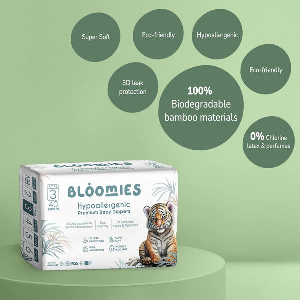 Bloomies Bamboo Baby Diapers - Size 3 (7-11kg)