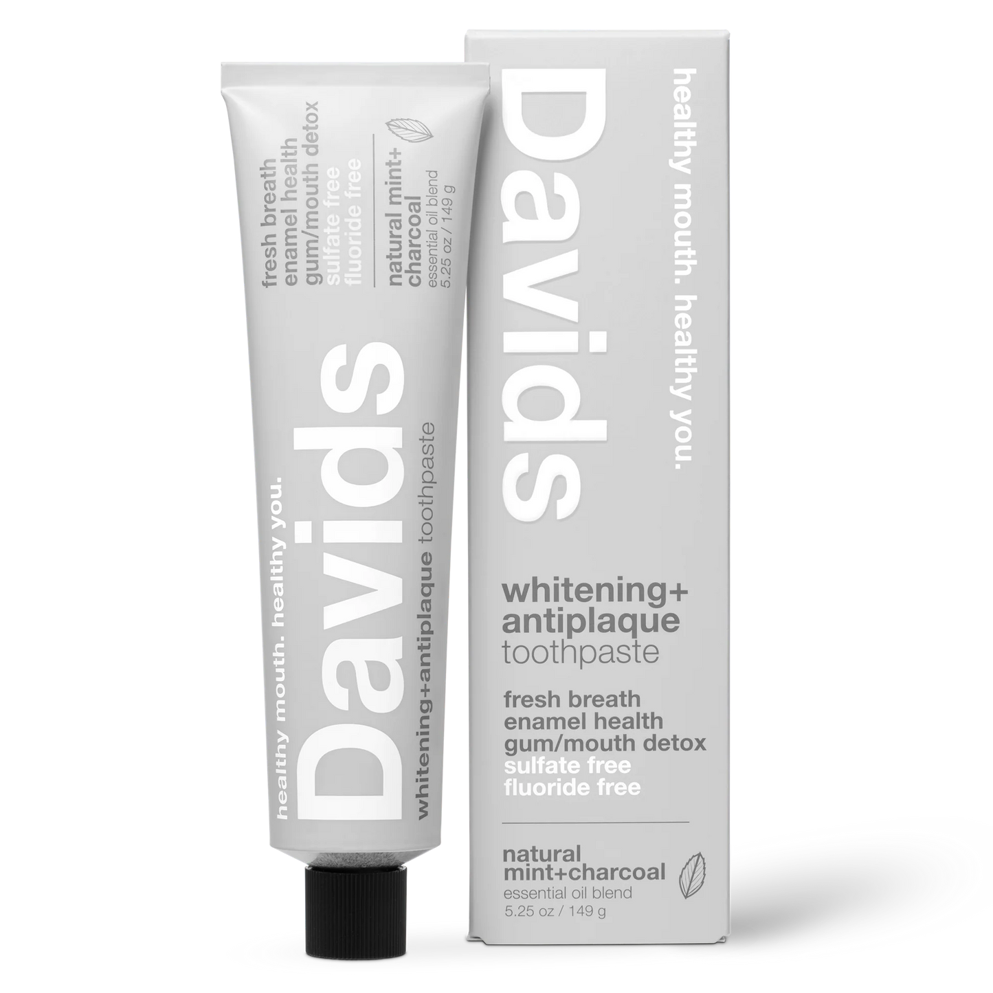Davids Premium Whitening + Anti-plaque Toothpaste / Natural Mint + Charcoal 149g