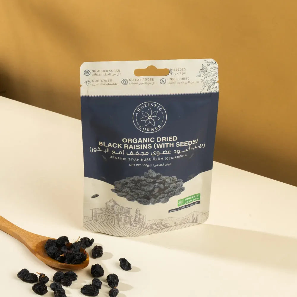 Holistic Corner Organic Dried Black Raisins (With Seeds) 100g