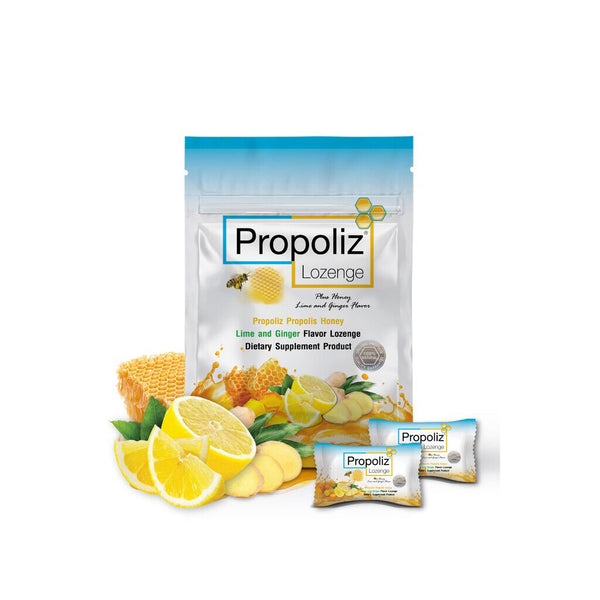 Propoliz Lozenge Plus Honey Lime and Ginger Flavor 8 Tablets