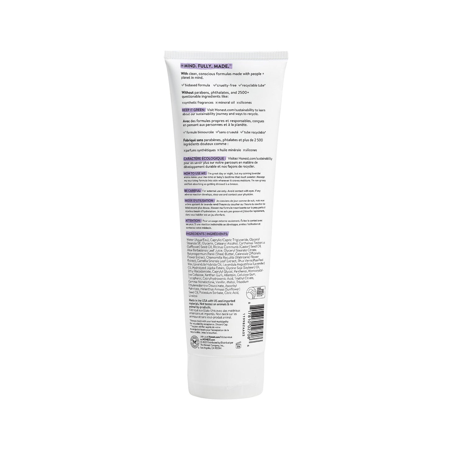 Honest Face + Body Lotion, Lavender Essential Oils & Chamomile 250 ML