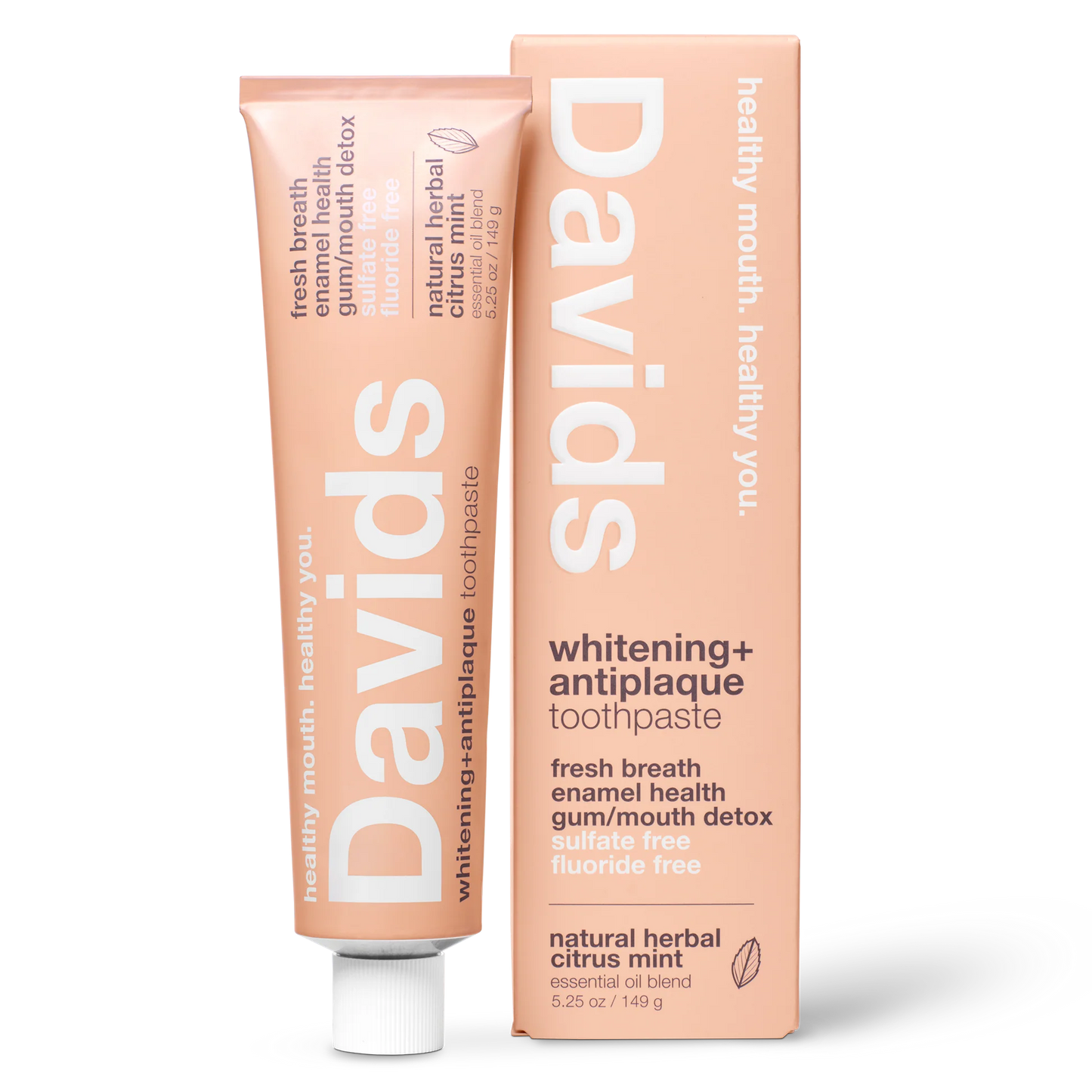 Davids Premium Toothpaste Whitening Antiplaque fresh breath / Natural Herbal Citrus Mint 149G