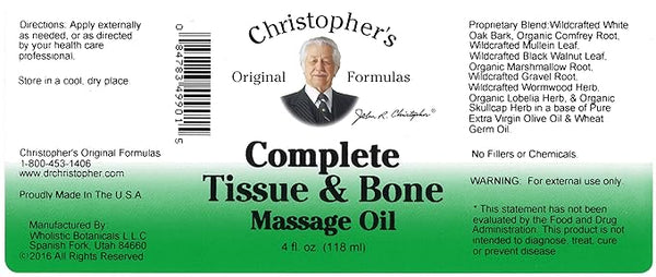 CHRISTOPHER’S Original Formulas, Complete Tissue & Bone Massage Oil, 118ML