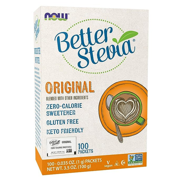 NOW Better Stevia, Zero-Calorie Sweetener, Original, 100 Packets 100G