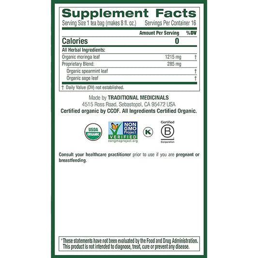 Traditional Medicinals Organic Moringa Leaf with Spearmint & Sage 24G