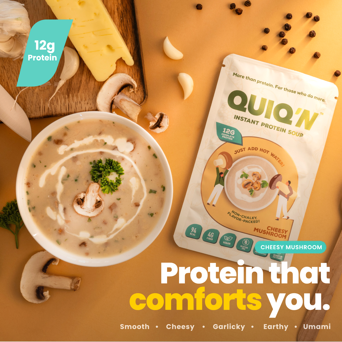 Quiq'N  Instant Protein Soup Cheesy Mushroom 25g