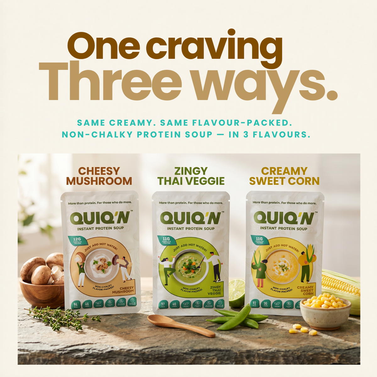 Quiq'N  Instant Protein Soup Cheesy Mushroom 25g