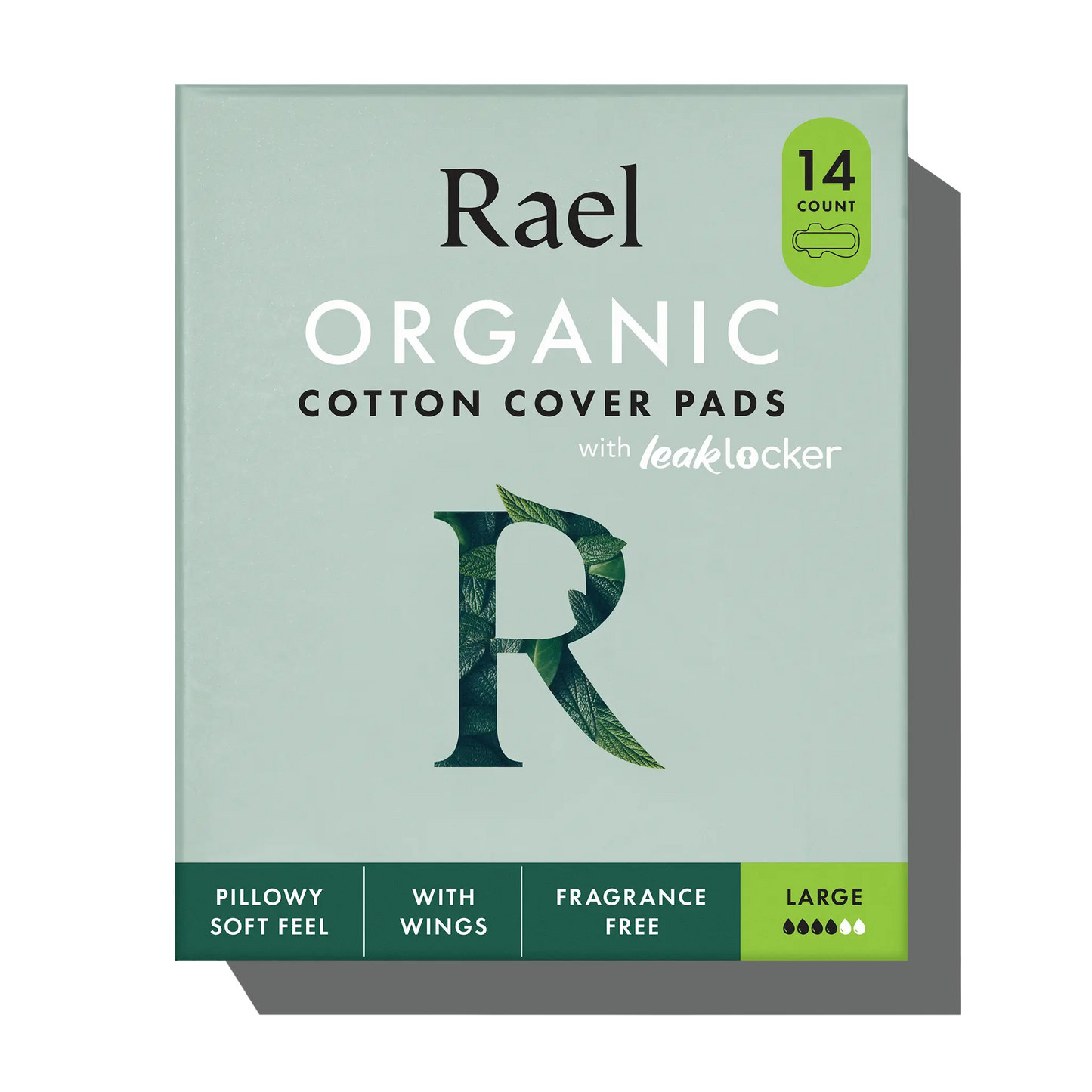 Rael Large Organic Cotton Cover Pads with Wings 14ct