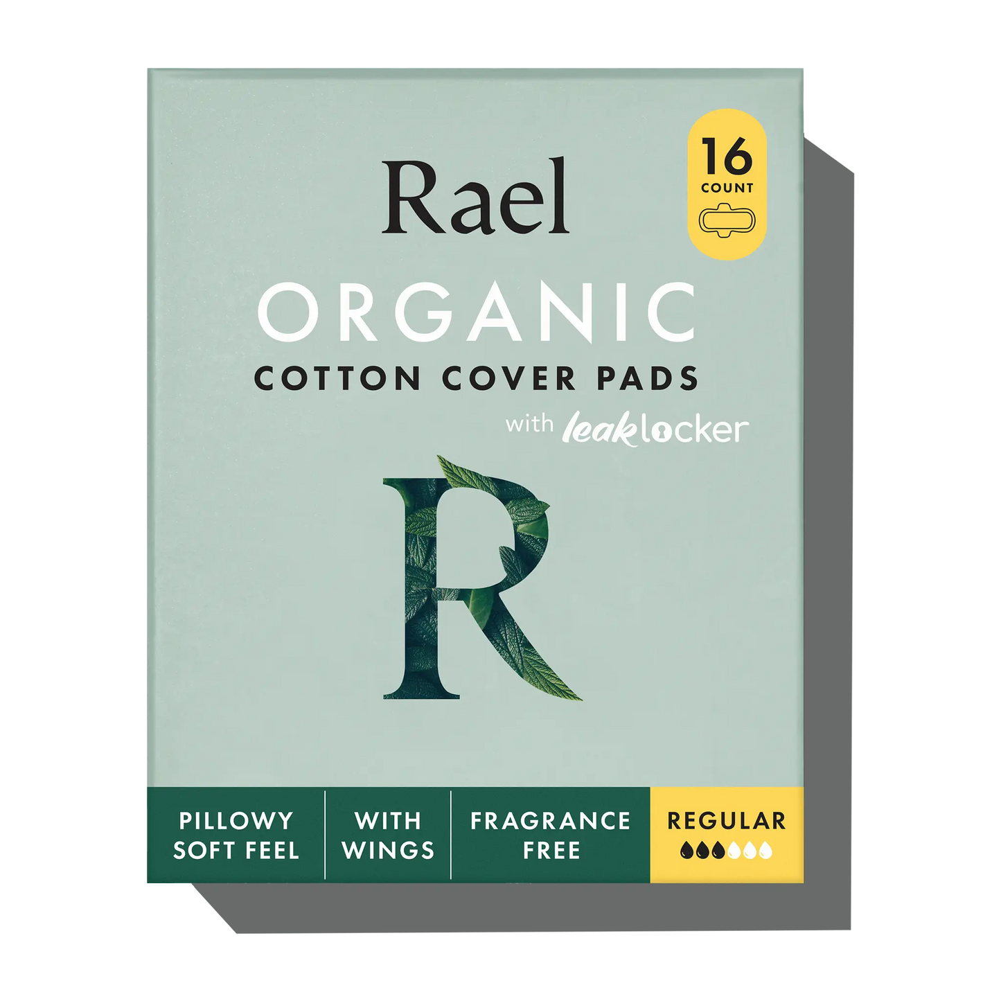 Rael Regular Organic Cotton Cover Pads with Wings 16ct