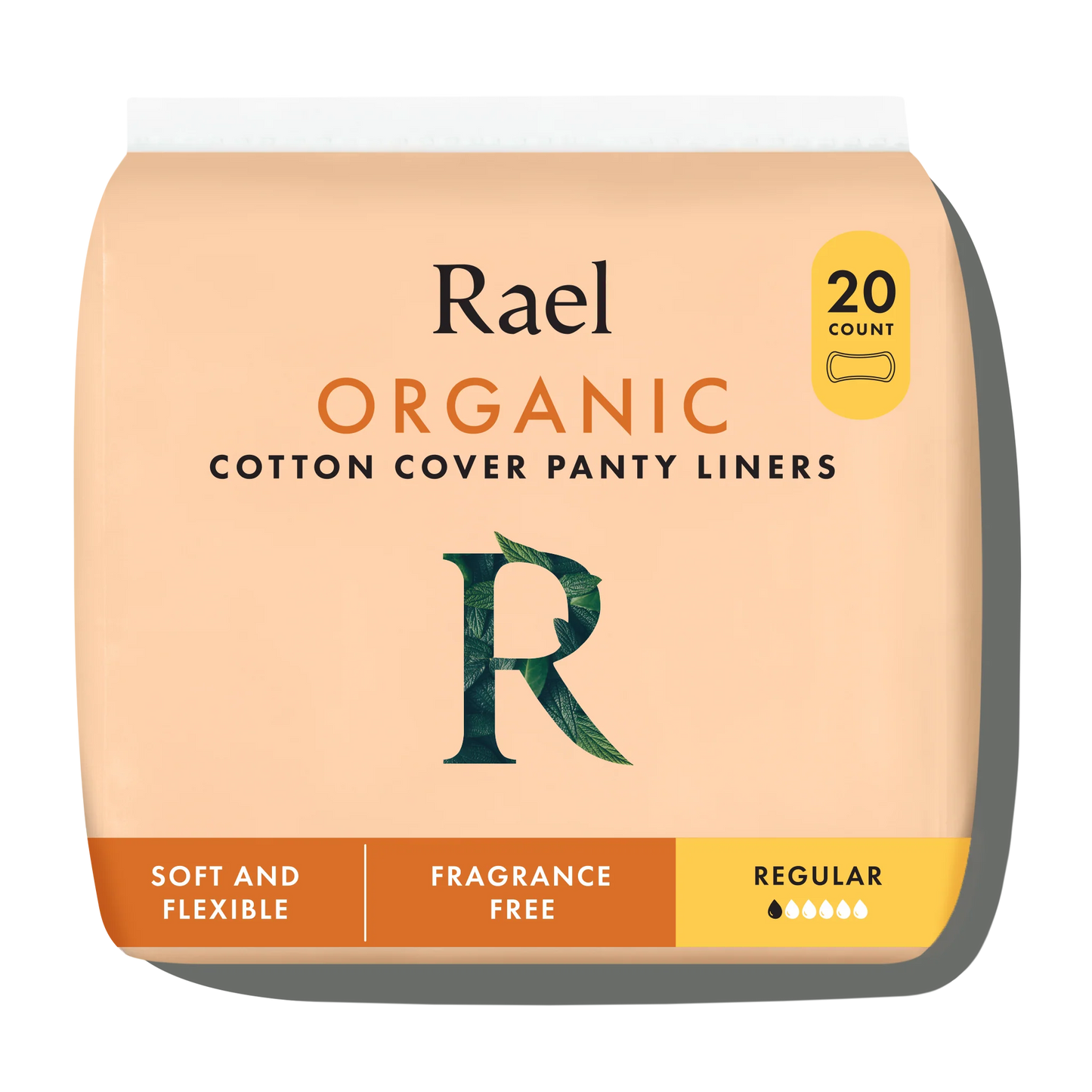 Rael Regular Unscented Panty Liners Made with Organic Cotton 20ct