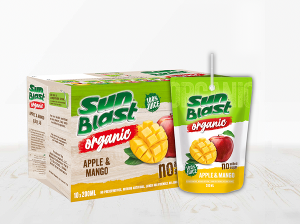 Sun Blast Organic Apple & Mango Juice - 10 x 200ML