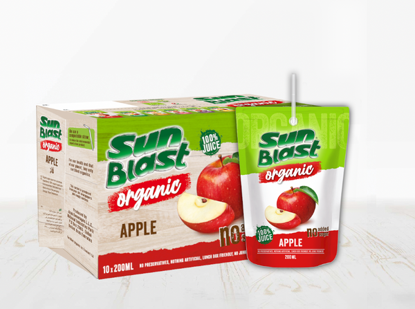 Sun Blast Organic Apple Juice - 10 x 200 ML
