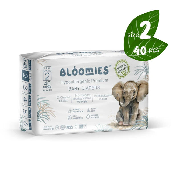 Bloomies Bamboo Baby Diapers - Size 2 (3-8kg)
