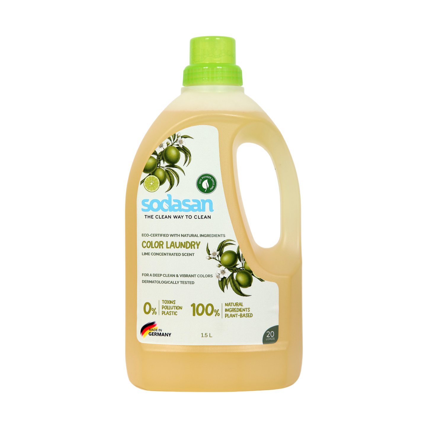 Sodasan 100% Natural Colour Laundry Liquid Lime 1.5Kg