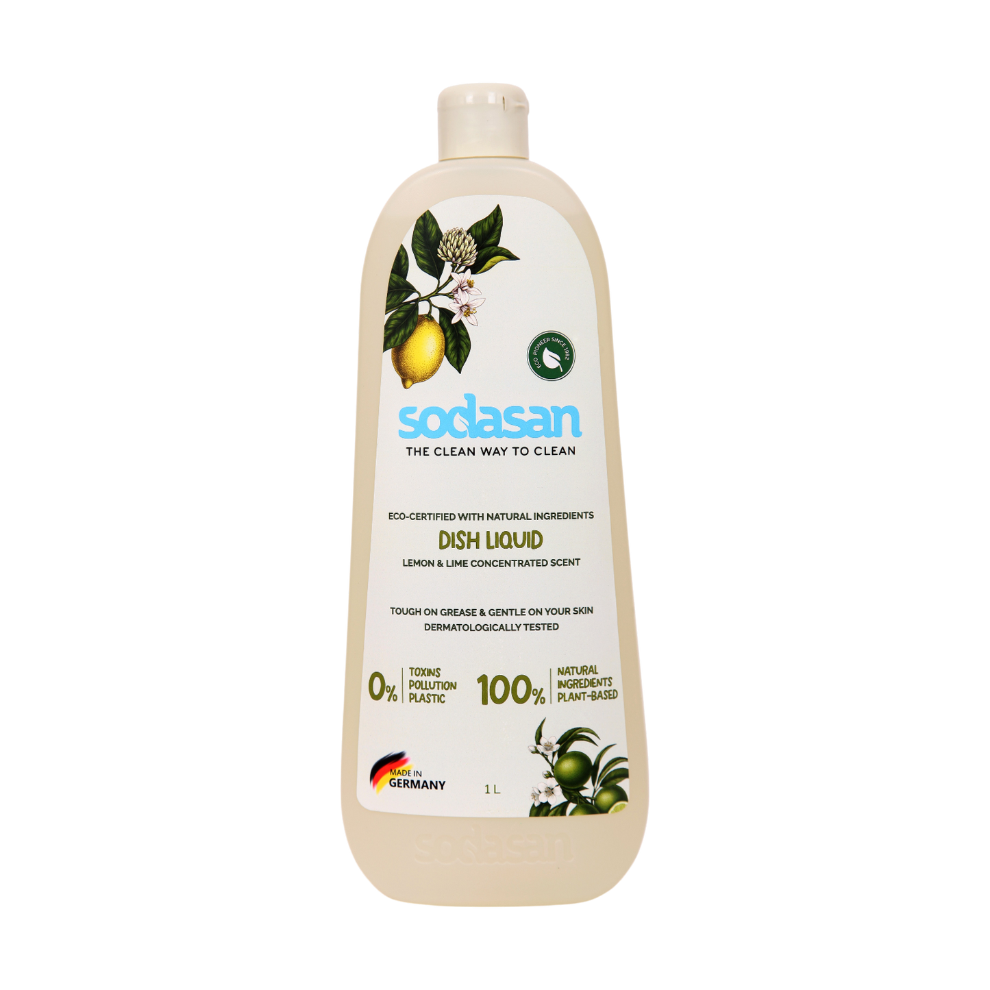 Sodasan 100% Natural Dish Liquid Lemon and Lime 1Kg