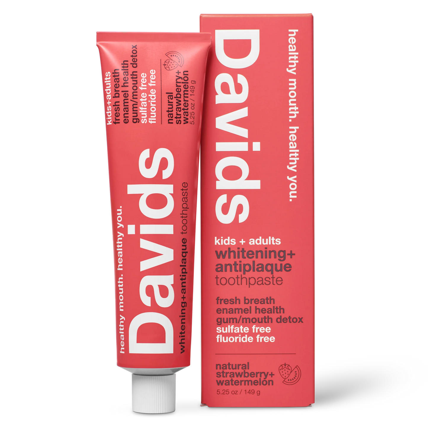 Davids Premium Toothpaste Whitening Antiplaque / Natural Strawberry + Watermelon 149G