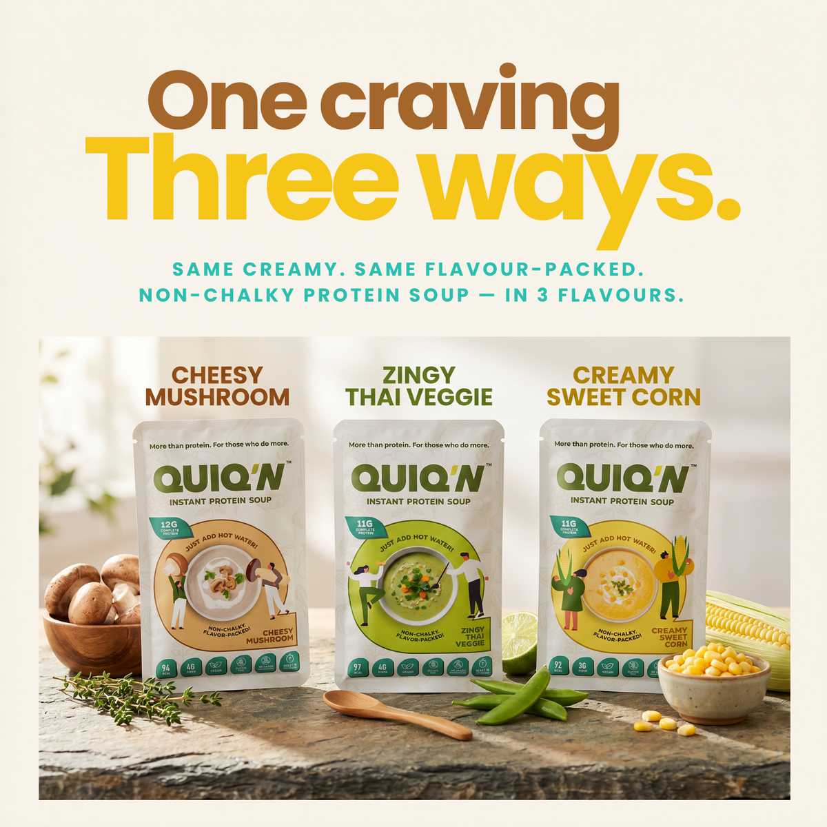 Quiq'N  Instant Protein Soup Creamy Sweet Corn 25g