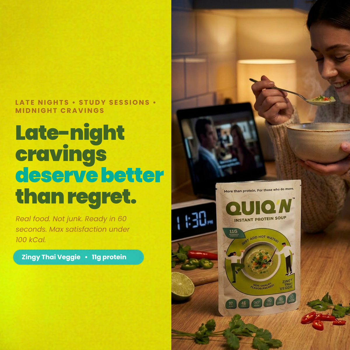 Quiq'N Instant Protein Soup Zingy Thai Veggie 25g