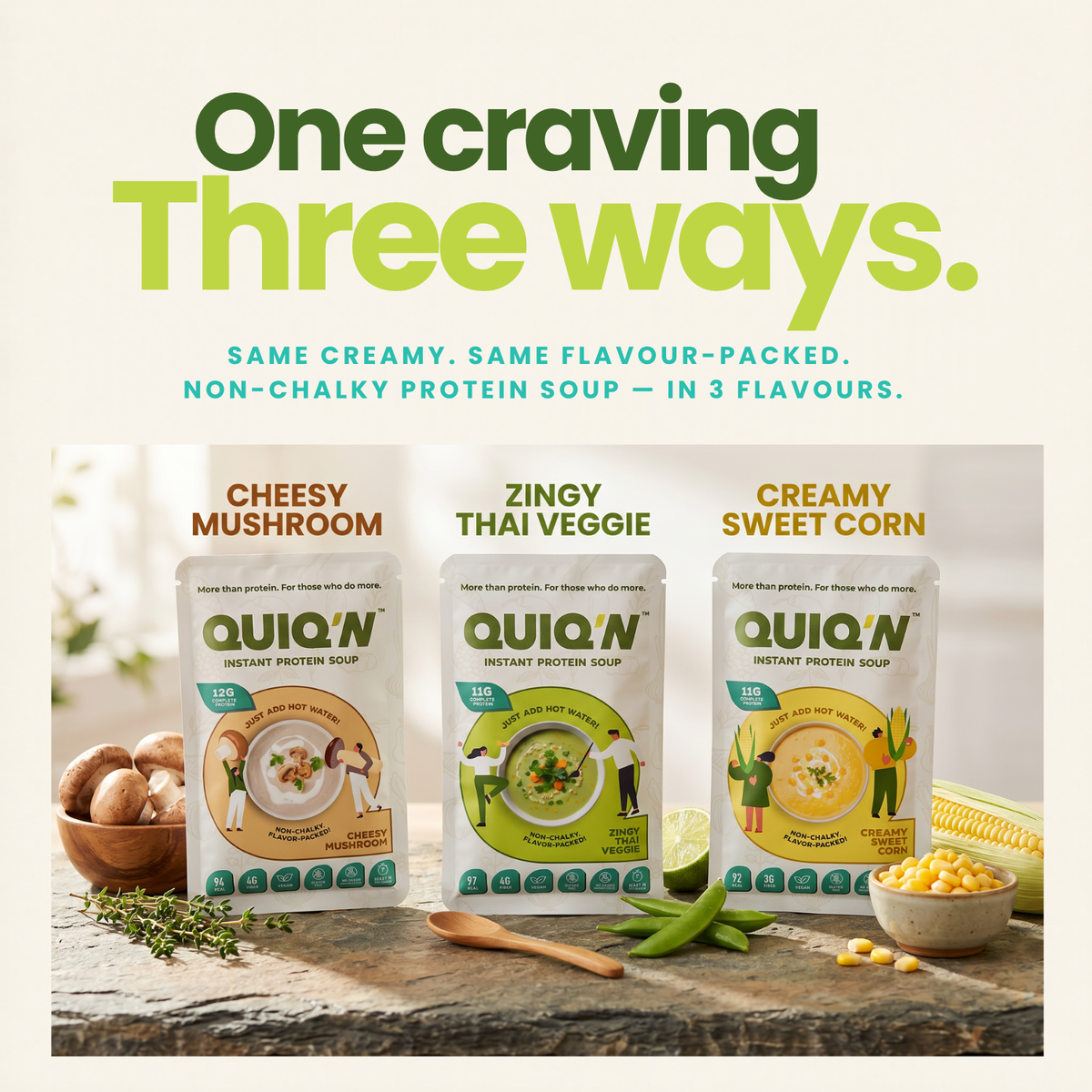 Quiq'N Instant Protein Soup Zingy Thai Veggie 25g