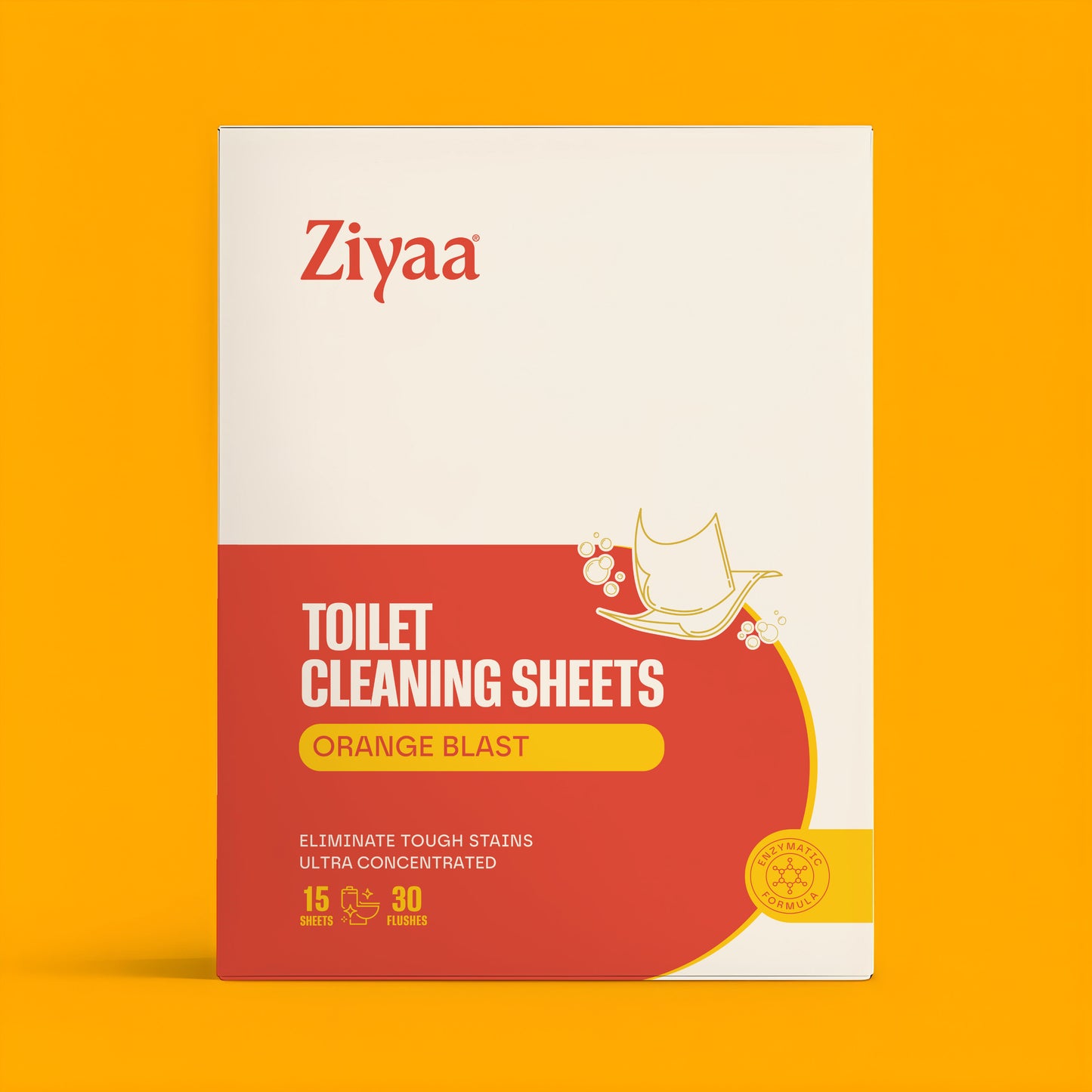 Ziyaa Toilet Cleaning Sheets (Orange Blast) - 15pcs 30 Washes
