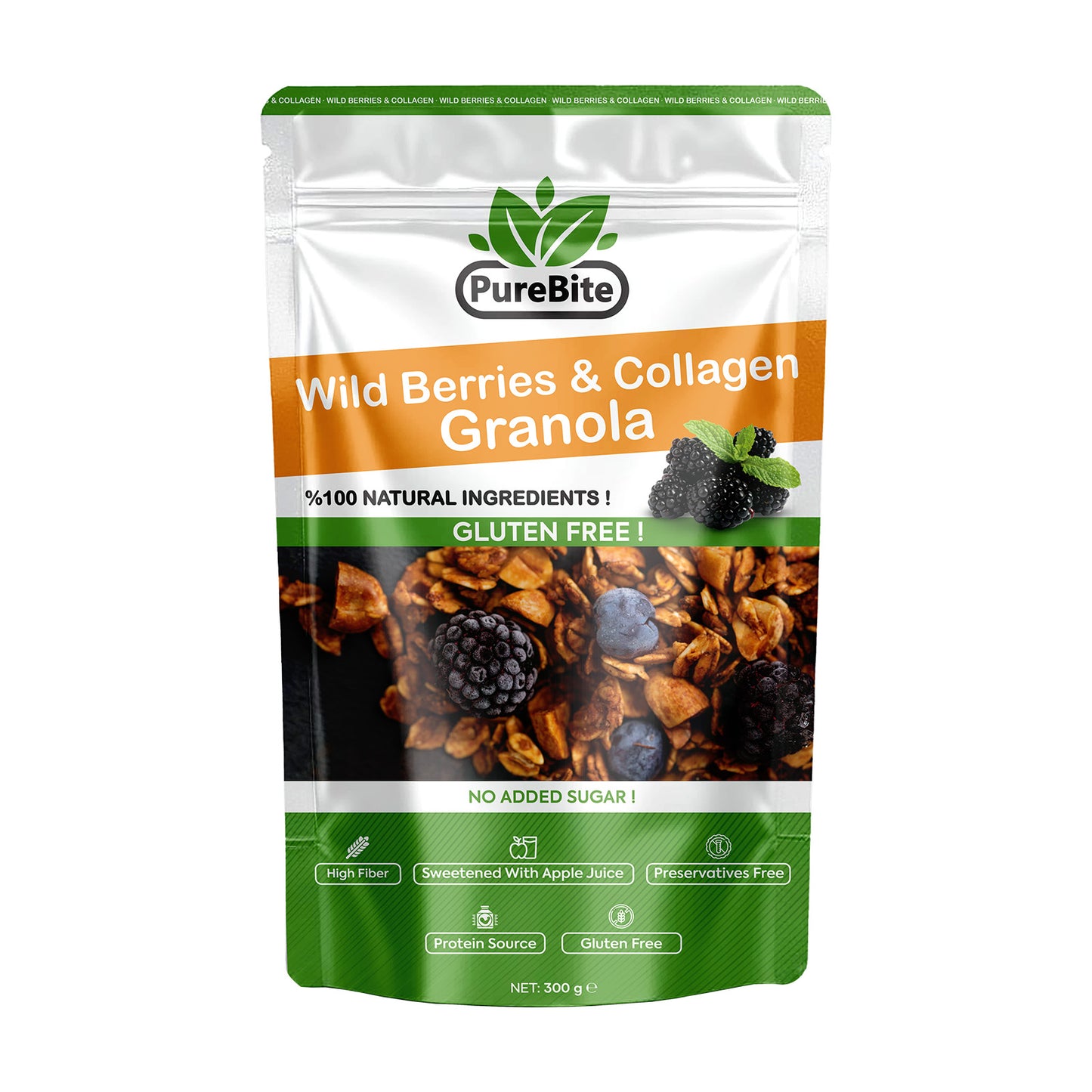 PureBite Gluten-free Wild Berries & Collagen Granola 300g