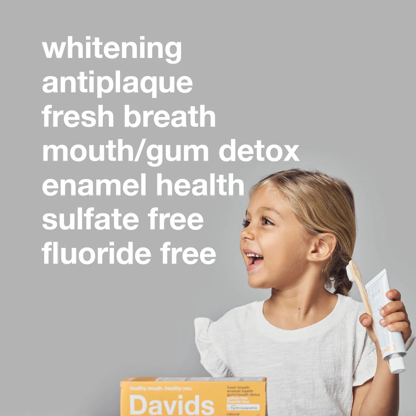 Davids Hydroxi Whitening & Enamel Health  Nano-hydroxyapatite Toothpaste  Kids & Adults  Orange Vanilla 113g