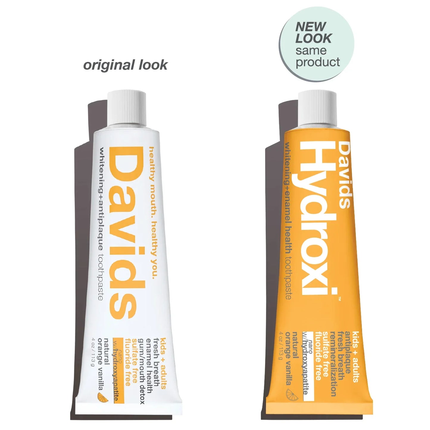Davids Hydroxi Whitening & Enamel Health  Nano-hydroxyapatite Toothpaste  Kids & Adults  Orange Vanilla 113g