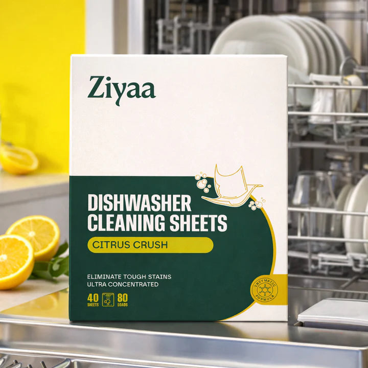 Ziyaa Dishwasher Cleaning Sheets (Citrus Crush) - 40pcs 80 Washes