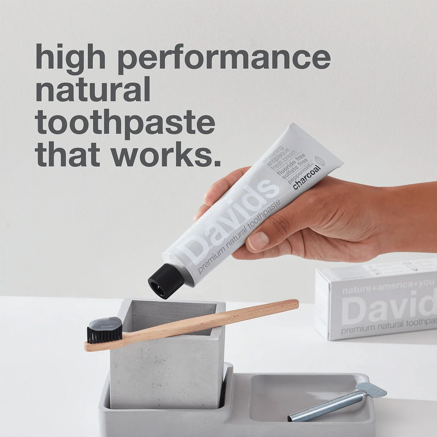 Davids Premium Whitening + Anti-plaque Toothpaste / Natural Mint + Charcoal 149g