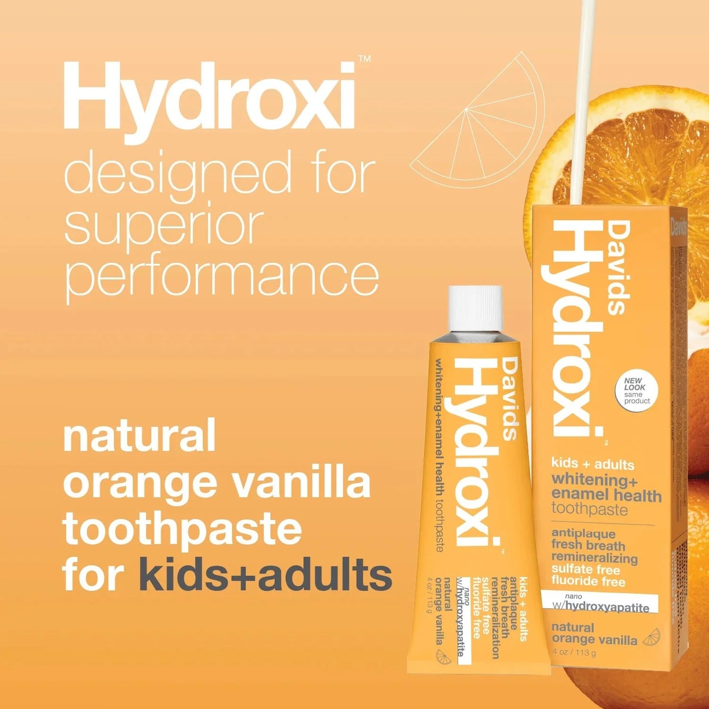 Davids Hydroxi Whitening & Enamel Health  Nano-hydroxyapatite Toothpaste  Kids & Adults  Orange Vanilla 113g
