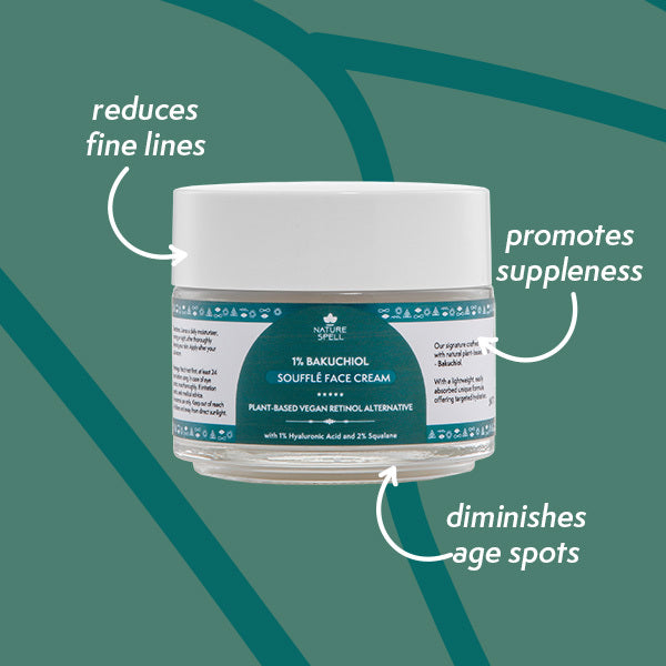 Nature Spell 1% Bakuchiol Soufflé' Face Cream Plant Based Vegan Retinol Alternative 100ML