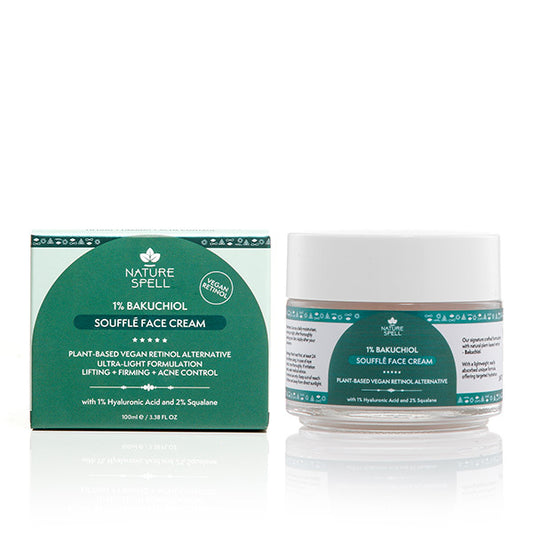 Nature Spell 1% Bakuchiol Soufflé' Face Cream Plant Based Vegan Retinol Alternative 100ML