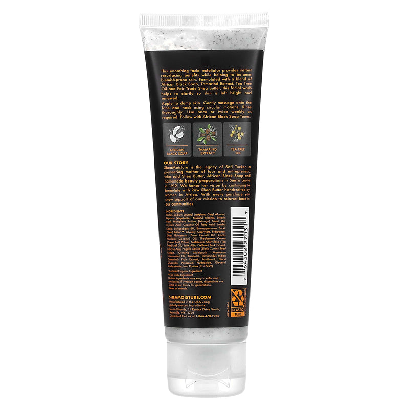 Shea Moisture African Black Soap Problem Facial Wash And Scrub, 113 G