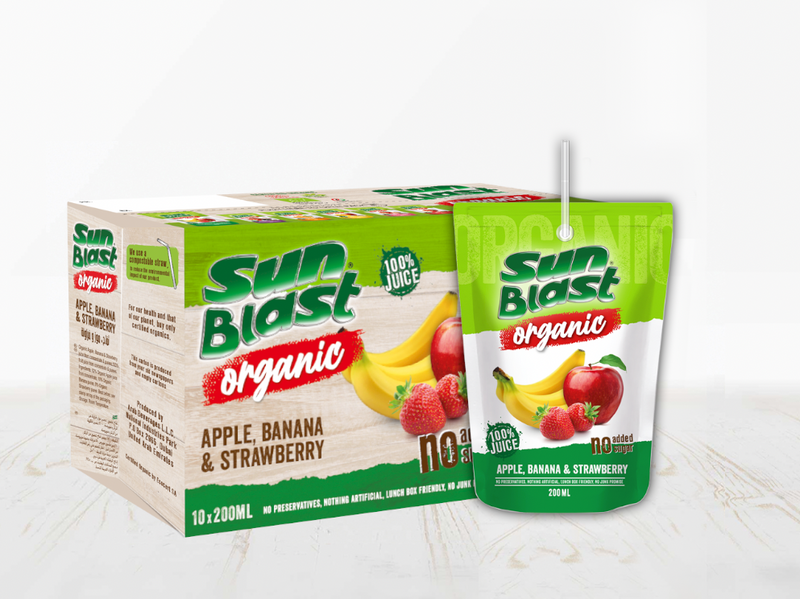 Sun Blast Organic Apple, Banana and StrawBerry 10x200ml